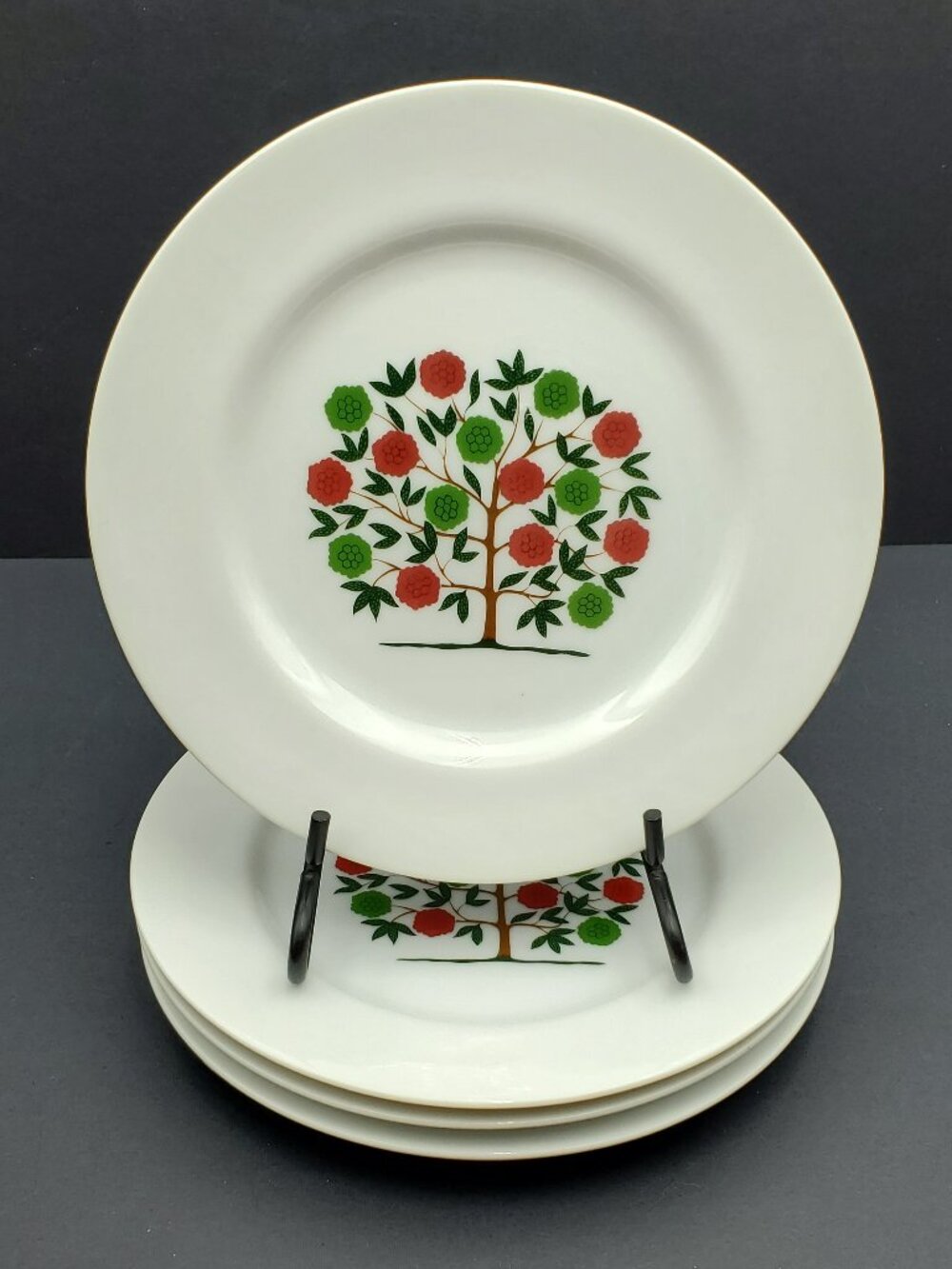 Lord & Taylor Tree of Life Salad Plates 1981 Dennis Edge Floral Dessert Plates